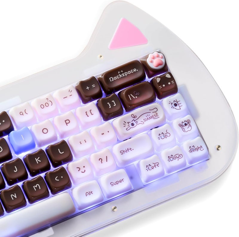 HITIME x XVX Jelly Keycaps - Cute Jade Keycaps, Siamese Cat Ceramic Keycap 60 65 75 100 Percent, Mao Profile, Custom Keycap 148 Keys Set for 100%, 75%, 65%, 60% Mechanical Keyboard - Image 1